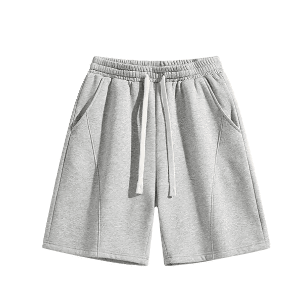 Relaxed Drawstring Shorts in Light Gray, front flat lay