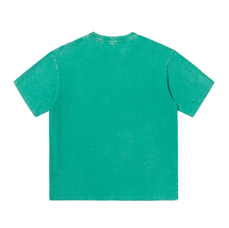 Vintage-Wash Cotton Tee in Jade Green, back flat lay