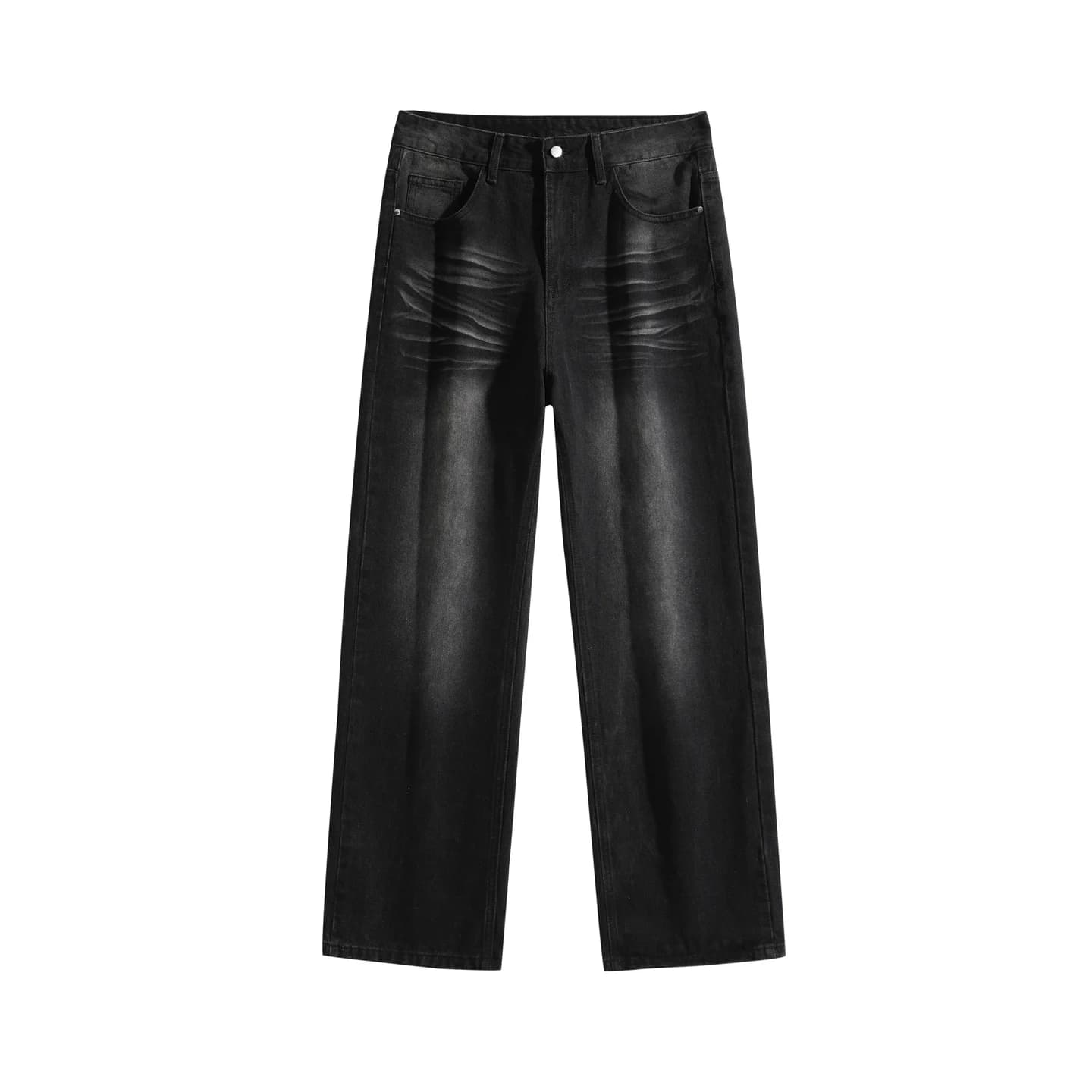 Relaxed Straight-Leg Jeans in Black, front flat lay