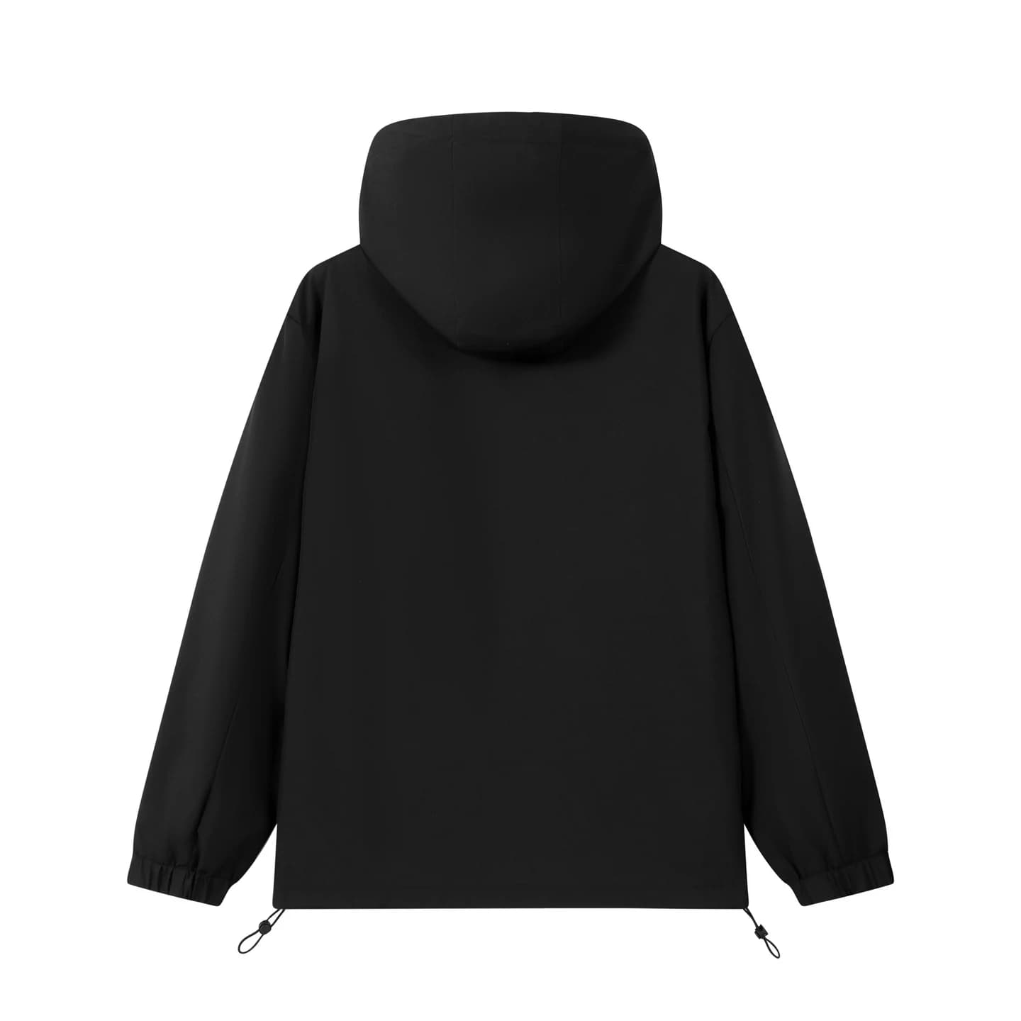 Relaxed Hooded Zip Jacket in Black, back flat lay