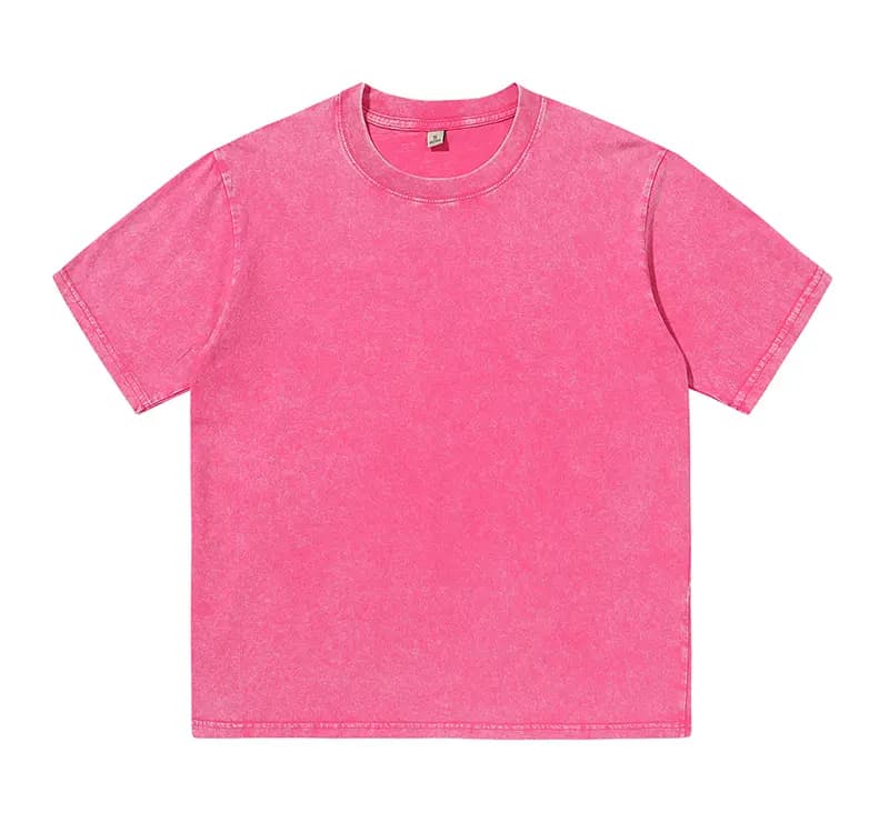 Vintage-Wash Cotton Tee in Hot Pink, front flat lay
