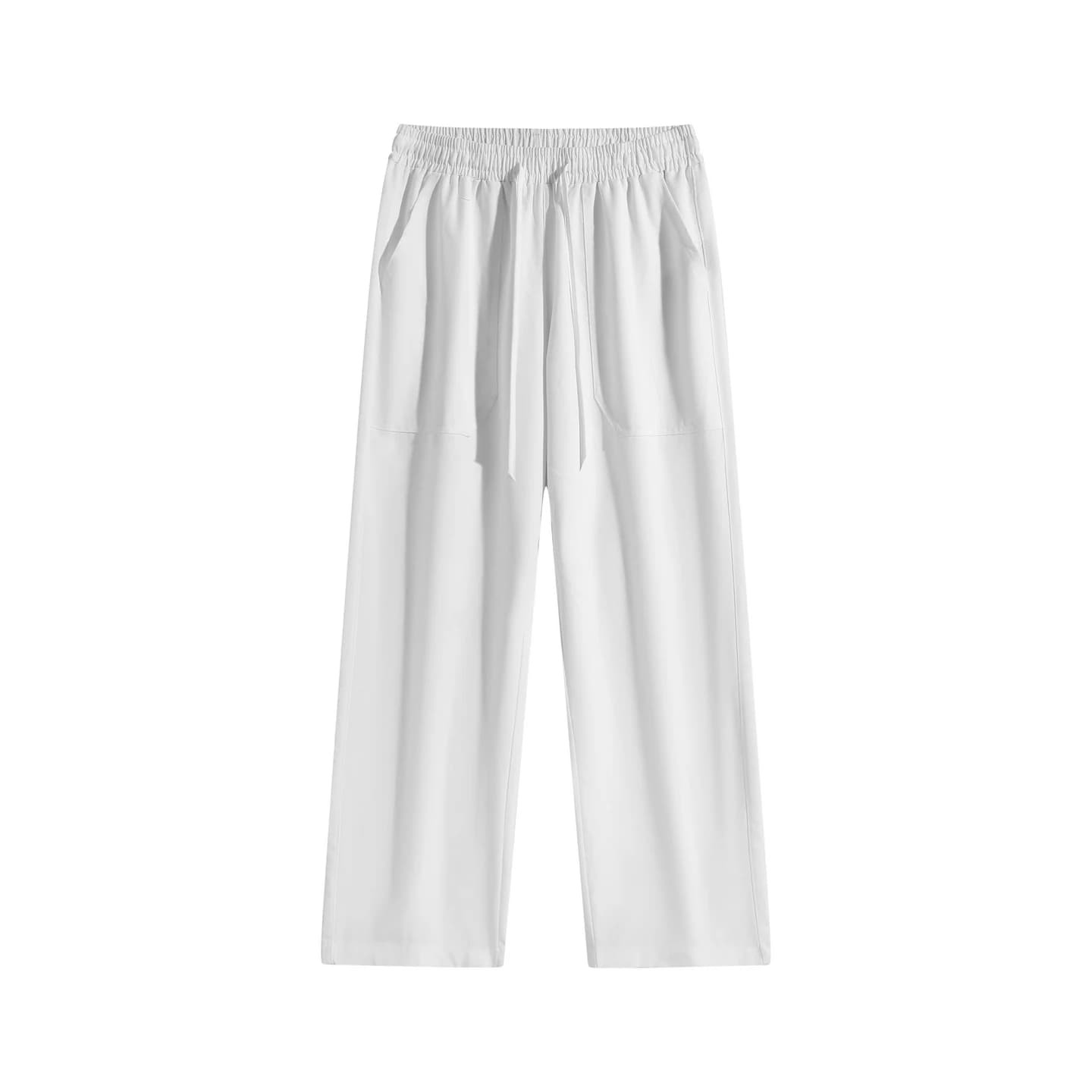 Linen-Blend Relaxed Pants in White, front flat lay
