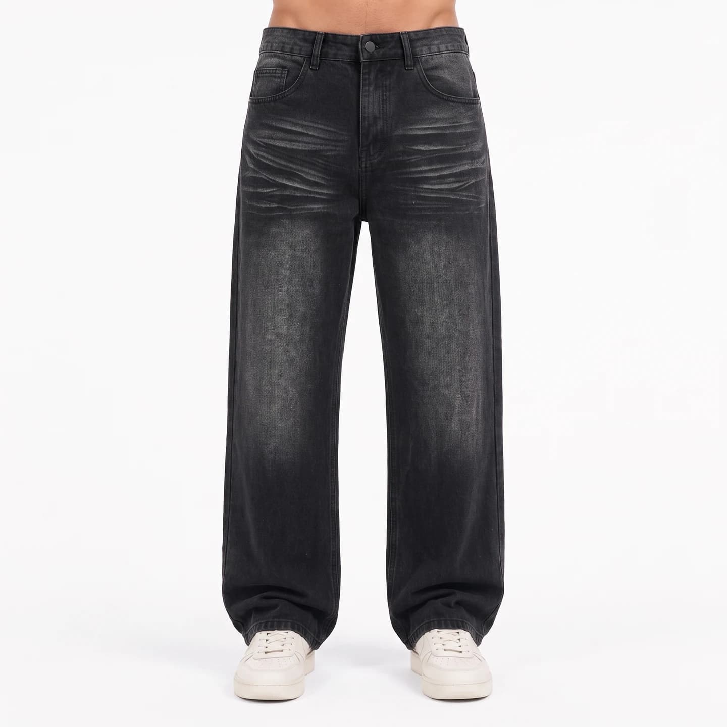 Relaxed Straight-Leg Jeans in Black, relaxed men's fit