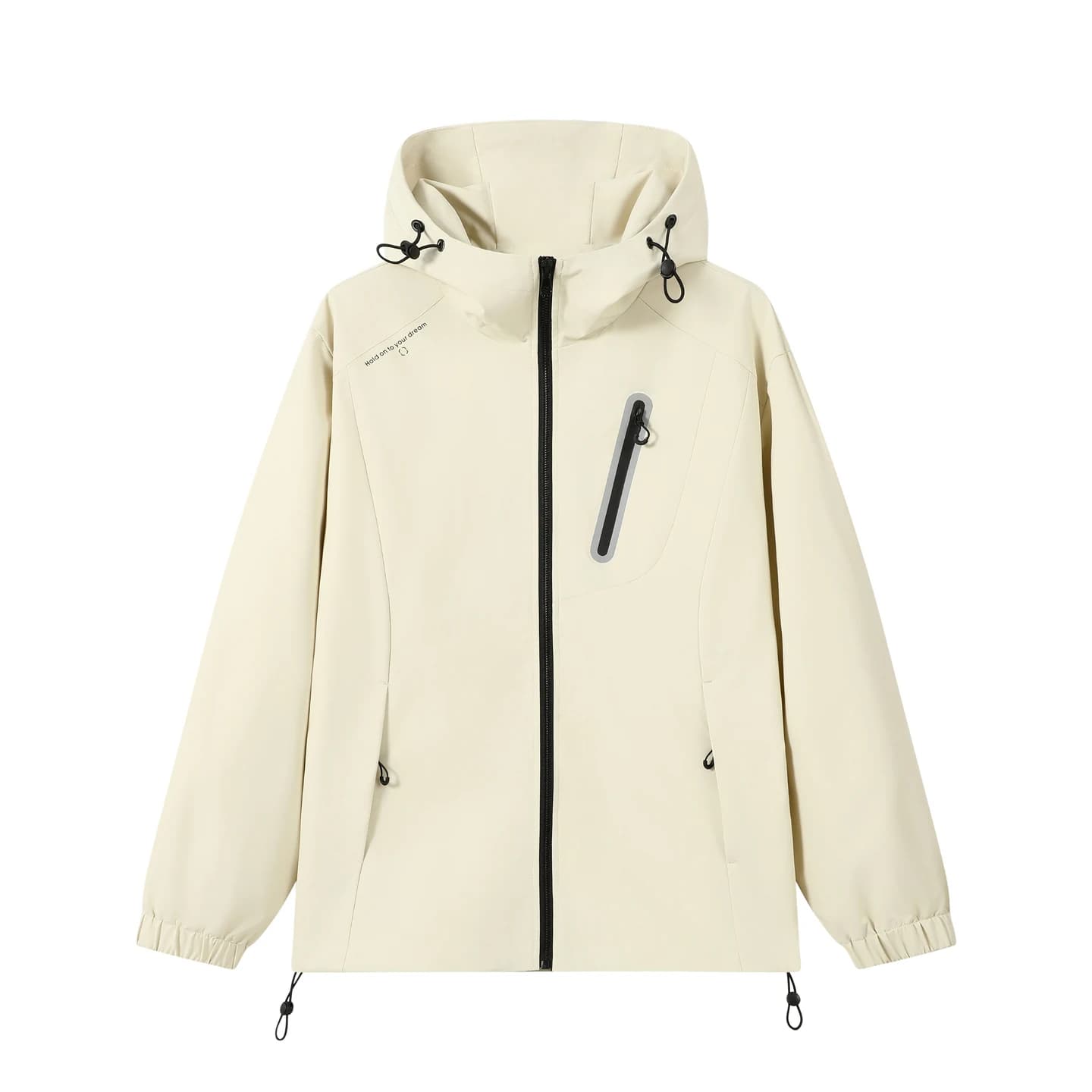 Relaxed Hooded Zip Jacket in Ivory, front flat lay