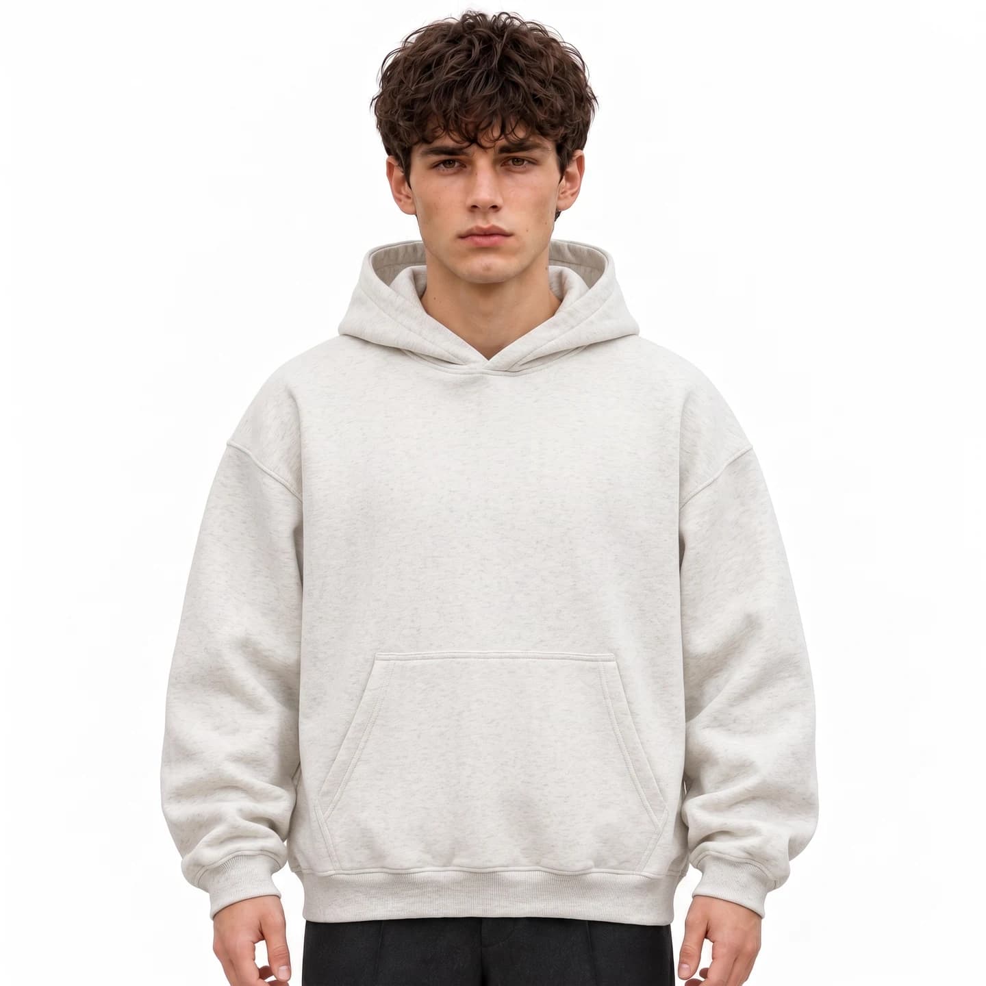 Everyday Relaxed Hoodie in White Heather, relaxed men's fit