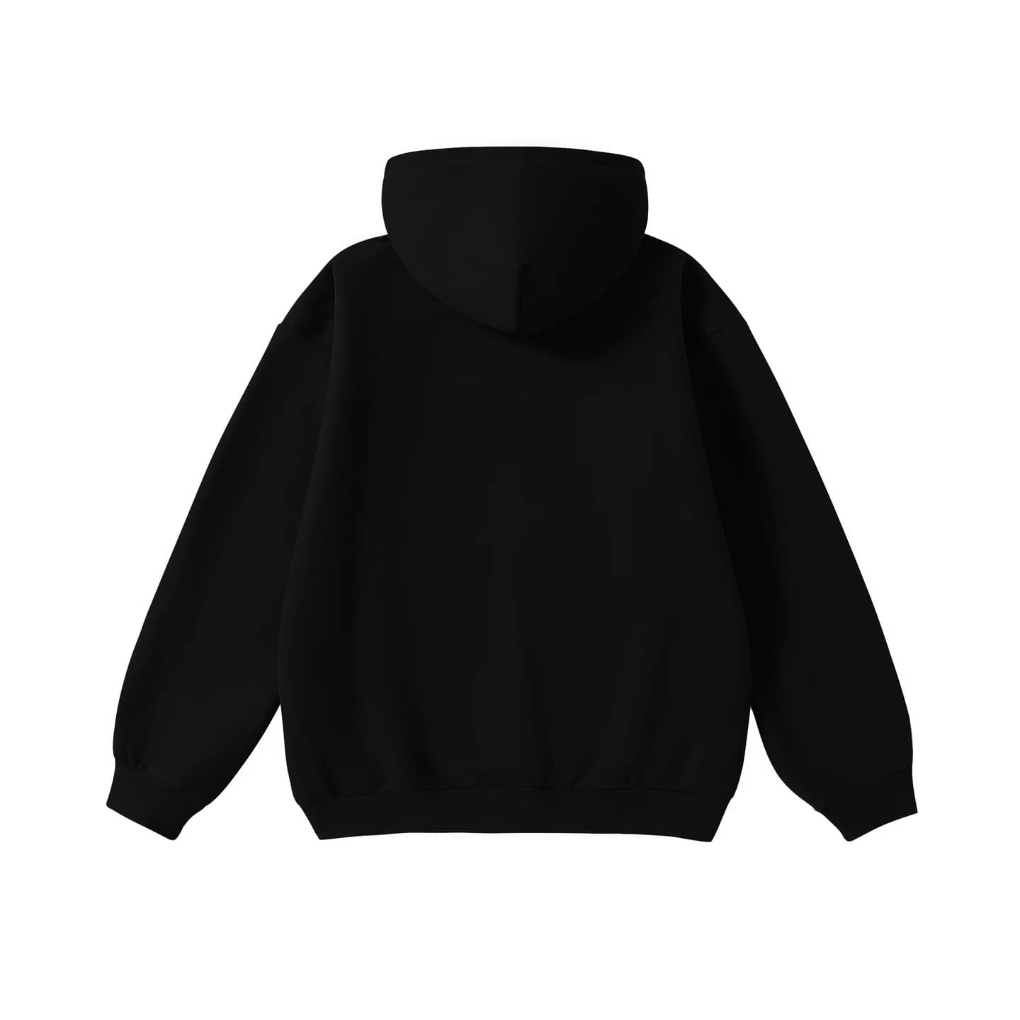 Everyday Relaxed Hoodie in Black, back flat lay