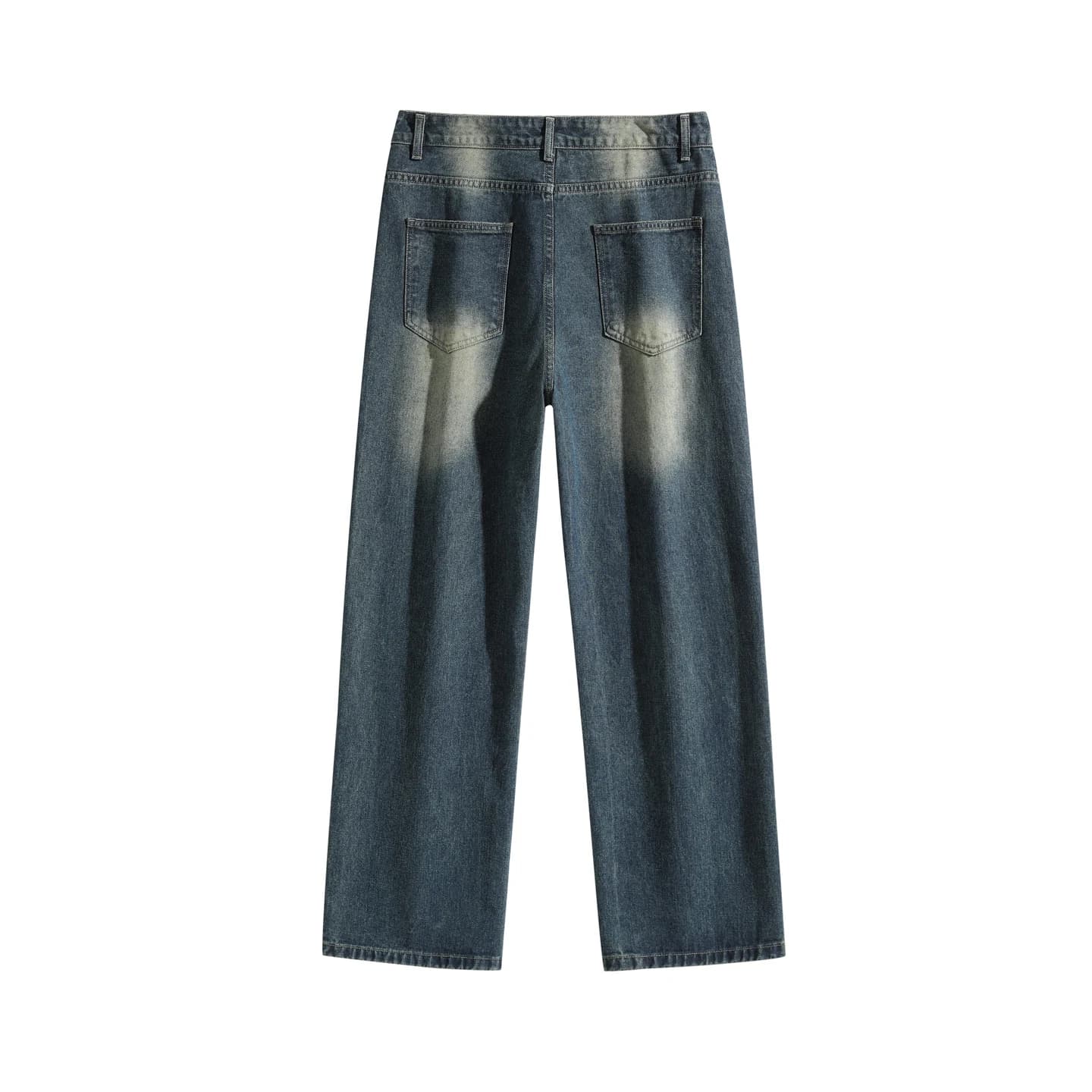 Relaxed Straight-Leg Jeans in Dark Wash Blue, back flat lay